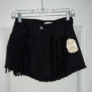Black fringe jean shorts, from atlard state, never worn